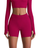 ORU ELURA SHORT high-rise magenta compression shorts with 4-way stretch and gusseted crotch for active wear