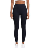 Black ORU Smooth Leggings with no-stitch waistband, seamless tummy control, and a pocket, made of lightweight, stretchy nylon and spandex blend