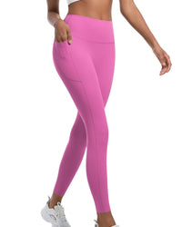 ORU SMOOTH LEGGINGS pink seamless high-waist leggings with tummy control and side pocket