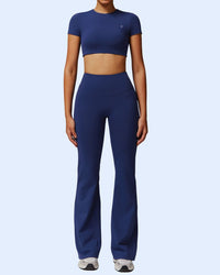 ORU Phul Flare Leggings with medium scrunch, full length flared legs, elasticated waistband, and mid-rise fit