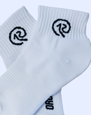White ORU ankle sock with ribbed cuff and logo, cotton blend, single pair for gym or casual wear