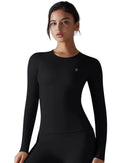 Slim fit everyday long sleeve top in skin-friendly nylon-spandex fabric with quick-dry and high elasticity features