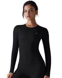 Slim fit everyday long sleeve top in skin-friendly nylon-spandex fabric with quick-dry and high elasticity features