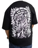 ORU Yak N Yeti oversized black cotton tee with white screen print design on back