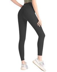 Woman wearing ORU Active Yoga Legging high-waisted black tight fit for sports