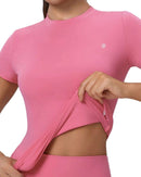 ORU FITTED TOP pink slim fit quick-dry round neckline lightweight breathable athletic shirt