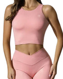 ORU ULTRALUXE SPORTS BRA seamless pink crop top with breathable, quick-drying fabric and four-way stretch for active wear
